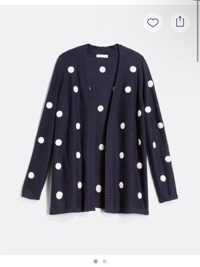 Honey Punch Navy and White Polka Dot Open-Front Cardigan